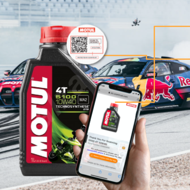 Prévention de la contrefaçon et engagement du consommateur avec des codes QR sécurisés sur des étiquettes de sécurité pour Motul