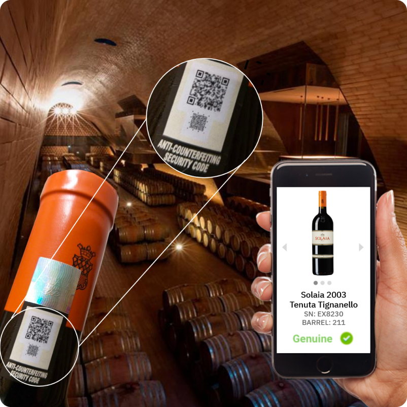 Anti-contrefaçon avec des codes QR pour le producteur de vin Marchesi Antinori